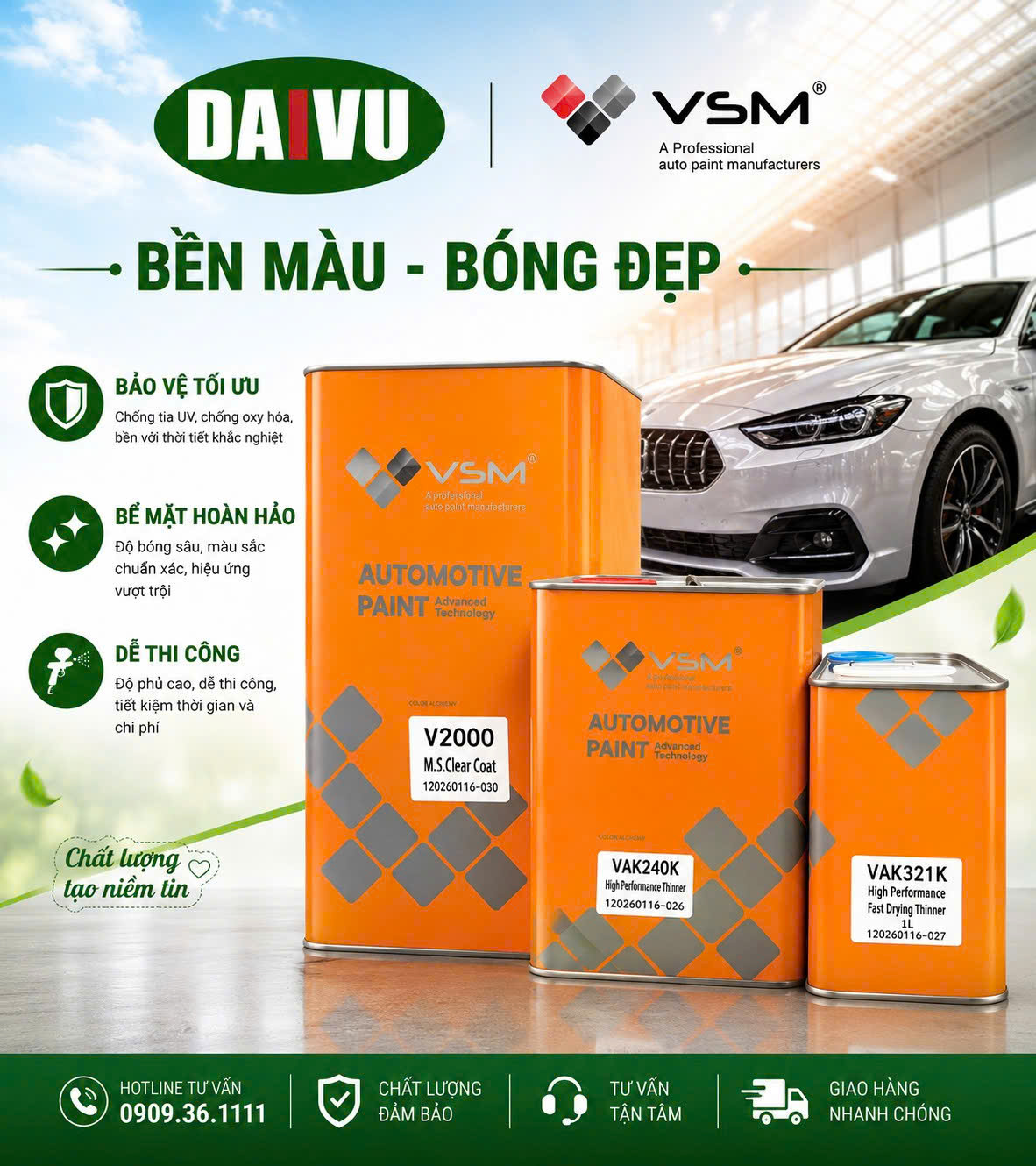 Bộ dầu bóng gương cao cấp VSM VTZ2000K5  (5L bóng+2.5L cứng+1L xăng)