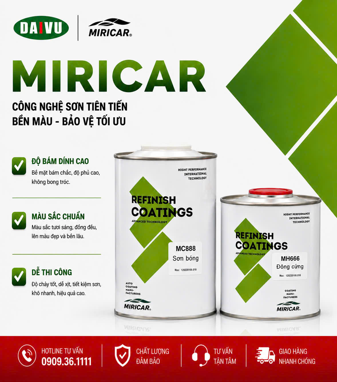 Dầu bóng và đông cứng cao cấp MIRICAR (Tỉ lệ 2:1)