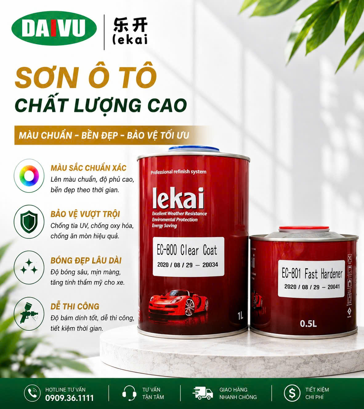 Dầu bóng và đông cứng nhanh khô LEKAI (Tỉ lê 2:1)