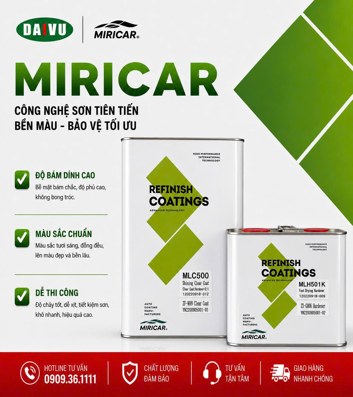 Dầu bóng và đông cứng tiêu chuẩn MIRICAR (Tỉ lệ 2:1)