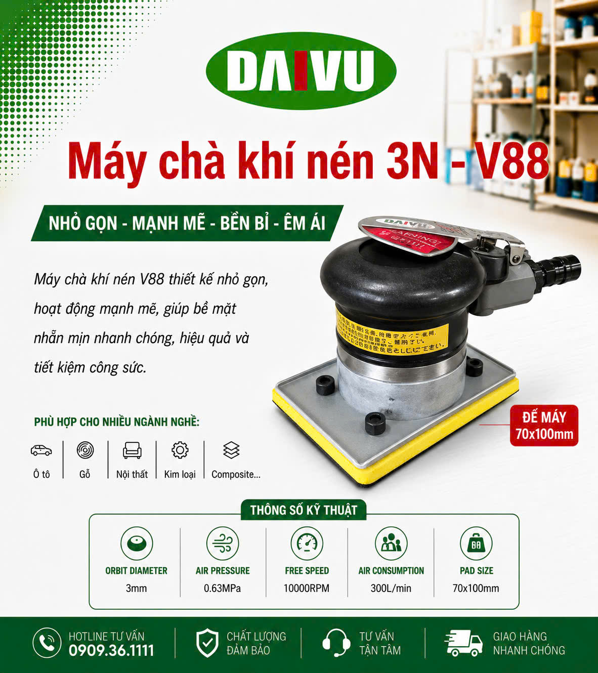 Máy chà hạ cam 3N V88 (70*100mm) 