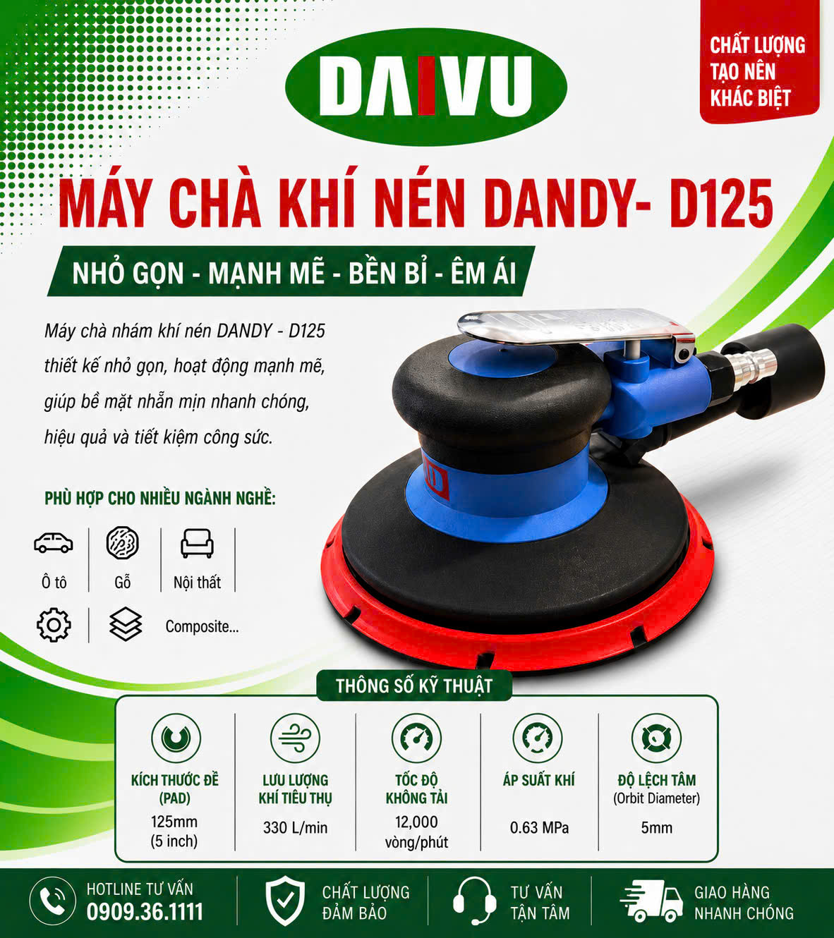 Máy chà khí nén DANDY D125