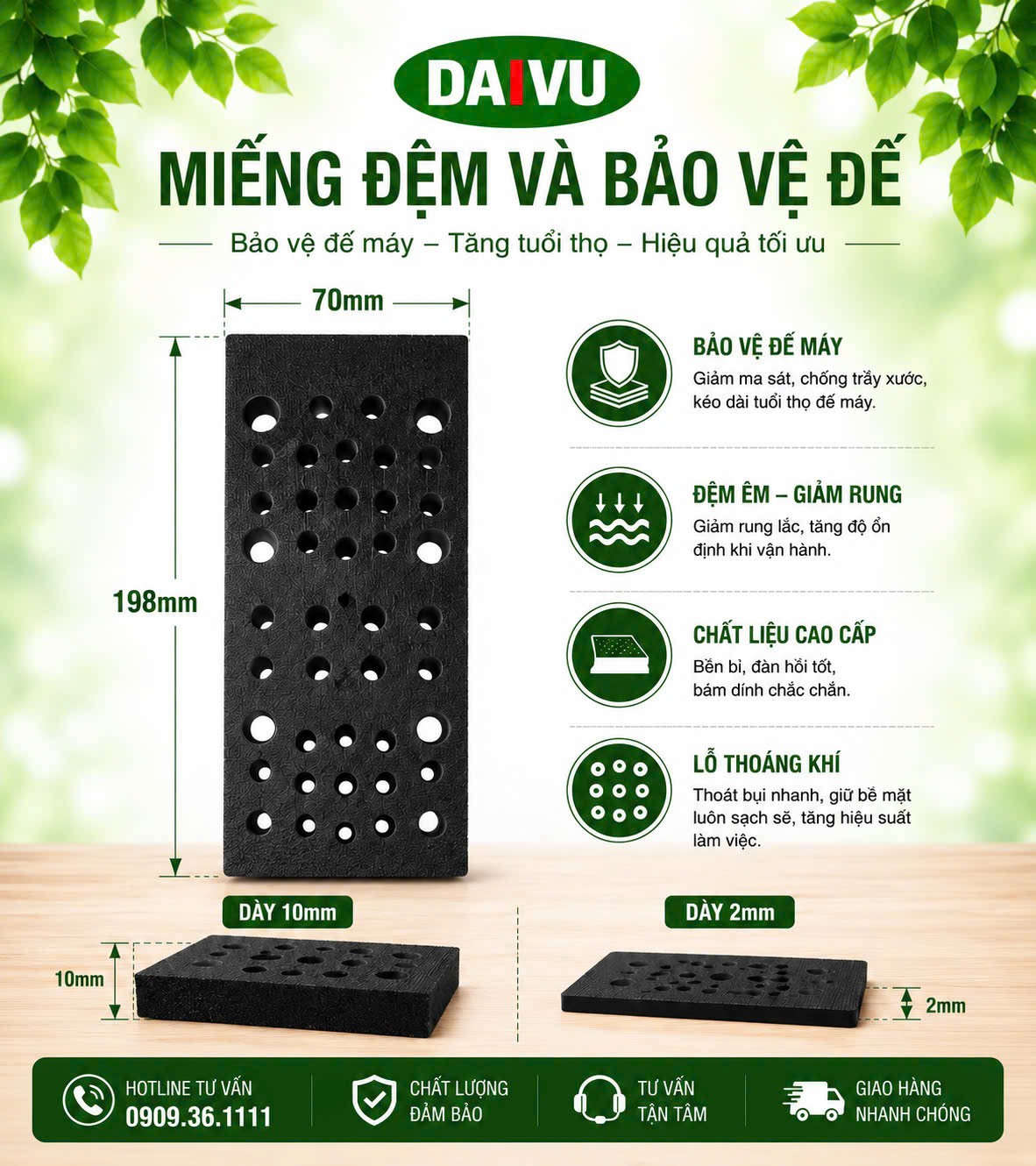 Miếng đệm và bảo vệ đế máy chà 70*198mm