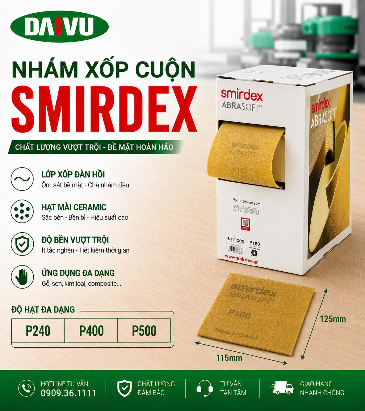 Nhám xốp cuộn SMIRDEX-EU Η115mmX25m