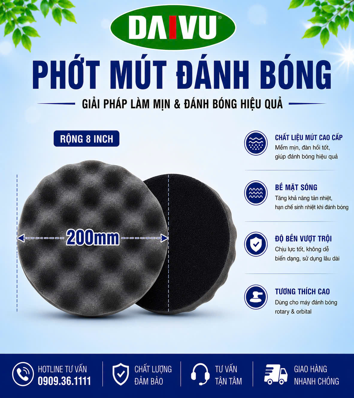 Phớt mút đen 8 inch