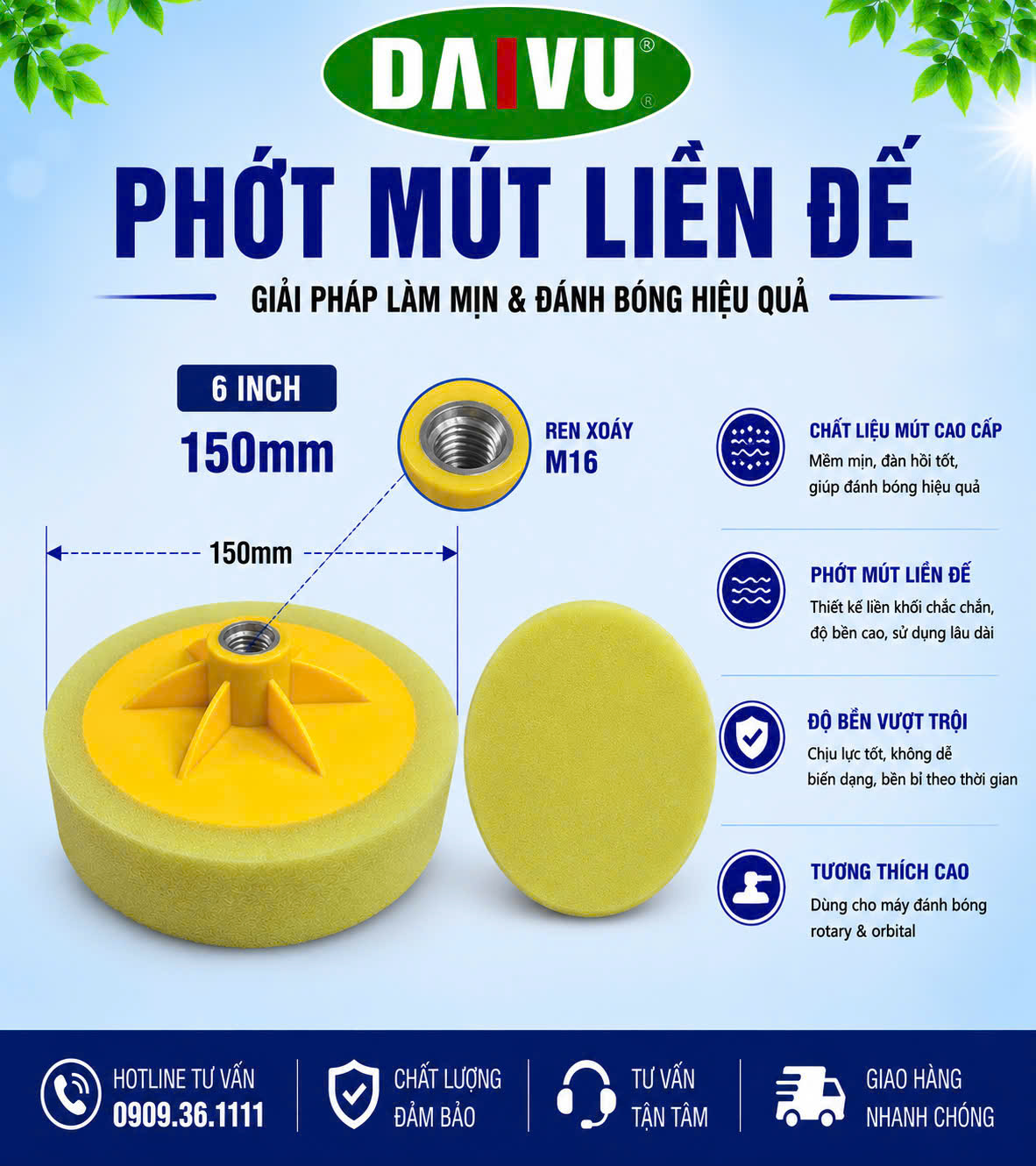 Phớt mút liền đế 6 icnh 