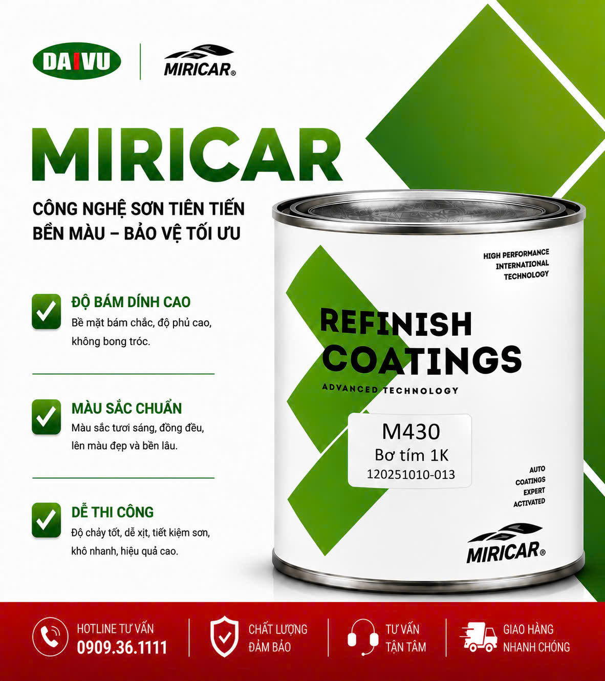 Sơn màu bơ 1K MIRICAR