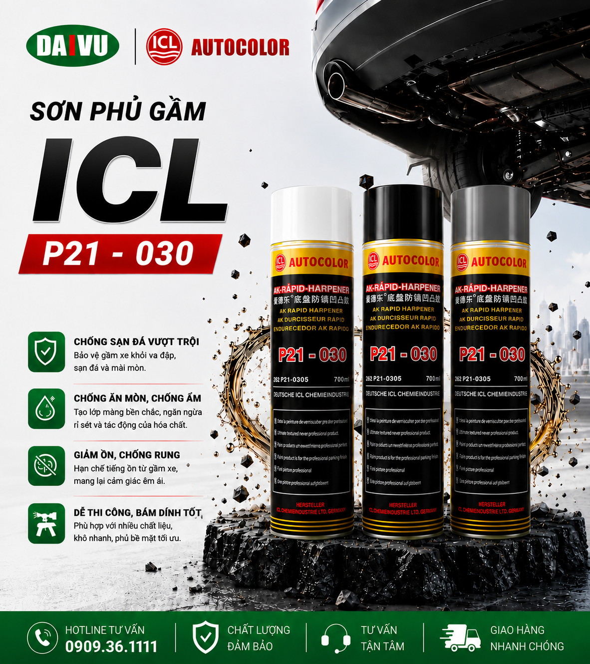 Sơn xịt gầm babule (đen, trắng, xám)