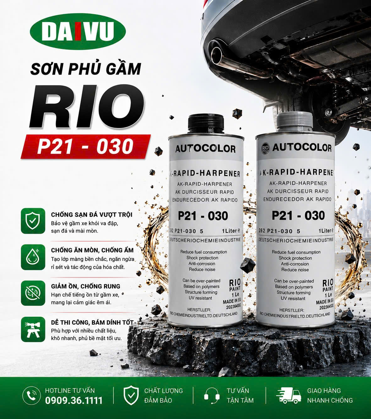 Sơn xịt gầm RIO (đen, xám)